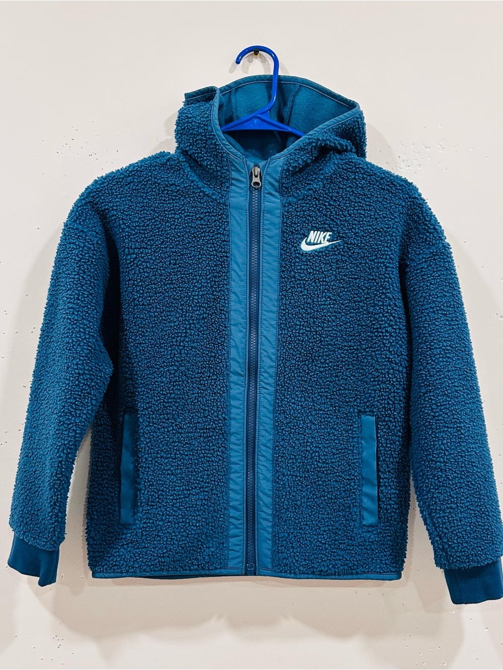 Nike Kids Club Winterized Sherpa Fleece Full-Zip Hoodie Blue Size S (8-10 Years